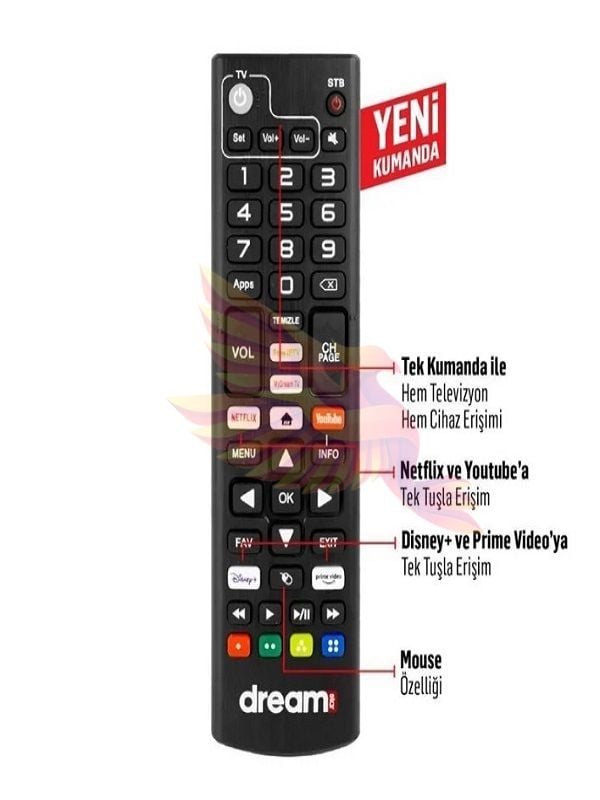 DREAMSTAR İ1-İ3-W2 ORJİNAL YEDEK KUMANDA